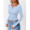 imageTrendy Queen Womens Long Sleeve Shirts 2025 Henley Casual Fall Outfits Fitted Tops Ribbed Fashion Basic TeesBlue