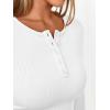 imageTrendy Queen Womens Long Sleeve Shirts 2025 Henley Casual Fall Outfits Fitted Tops Ribbed Fashion Basic TeesWhite
