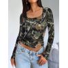 imageTrendy Queen Womens Long Sleeve Shirts Crop Tops Fall Fashion 2025 Square Neck Going Out Basics Tees Y2k ClothesCamoblack
