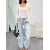 imageTrendy Queen Womens Long Sleeve Shirts V Neck Ribbed Knit Fall TopsBeige