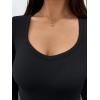 imageTrendy Queen Womens Long Sleeve Shirts V Neck Ribbed Knit Fall TopsBlack