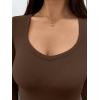 imageTrendy Queen Womens Long Sleeve Shirts V Neck Ribbed Knit Fall TopsBrown