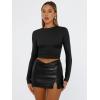 imageTrendy Queen Womens Long Sleeve T Shirts Fall Fashion 2025 Basic Crop Tops Going Out Outfits Y2k ClothesBlack