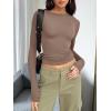imageTrendy Queen Womens Long Sleeve T Shirts Fall Fashion 2025 Basic Crop Tops Going Out Outfits Y2k ClothesCoffee Grey