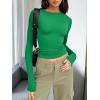 imageTrendy Queen Womens Long Sleeve T Shirts Fall Fashion 2025 Basic Crop Tops Going Out Outfits Y2k ClothesGreen