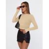 imageTrendy Queen Womens Long Sleeve T Shirts Fall Fashion 2025 Basic Crop Tops Going Out Outfits Y2k ClothesKhaki