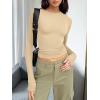 imageTrendy Queen Womens Long Sleeve T Shirts Fall Fashion 2025 Basic Crop Tops Going Out Outfits Y2k ClothesKhaki
