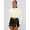 imageTrendy Queen Womens Long Sleeve T Shirts Fall Fashion 2025 Basic Crop Tops Going Out Outfits Y2k ClothesLight Apricot