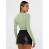 imageTrendy Queen Womens Long Sleeve T Shirts Fall Fashion 2025 Basic Crop Tops Going Out Outfits Y2k ClothesLight Green