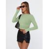 imageTrendy Queen Womens Long Sleeve T Shirts Fall Fashion 2025 Basic Crop Tops Going Out Outfits Y2k ClothesLight Green