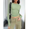 imageTrendy Queen Womens Long Sleeve T Shirts Fall Fashion 2025 Basic Crop Tops Going Out Outfits Y2k ClothesLight Green