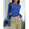 imageTrendy Queen Womens Long Sleeve T Shirts Fall Fashion 2025 Basic Crop Tops Going Out Outfits Y2k ClothesRoyal Blue