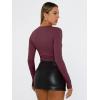 imageTrendy Queen Womens Long Sleeve T Shirts Fall Fashion 2025 Basic Crop Tops Going Out Outfits Y2k ClothesWine Red