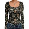 imageTrendy Queen Womens Long Sleeve Shirts Crop Tops Fall Fashion 2025 Square Neck Going Out Basics Tees Y2k ClothesCamoblack