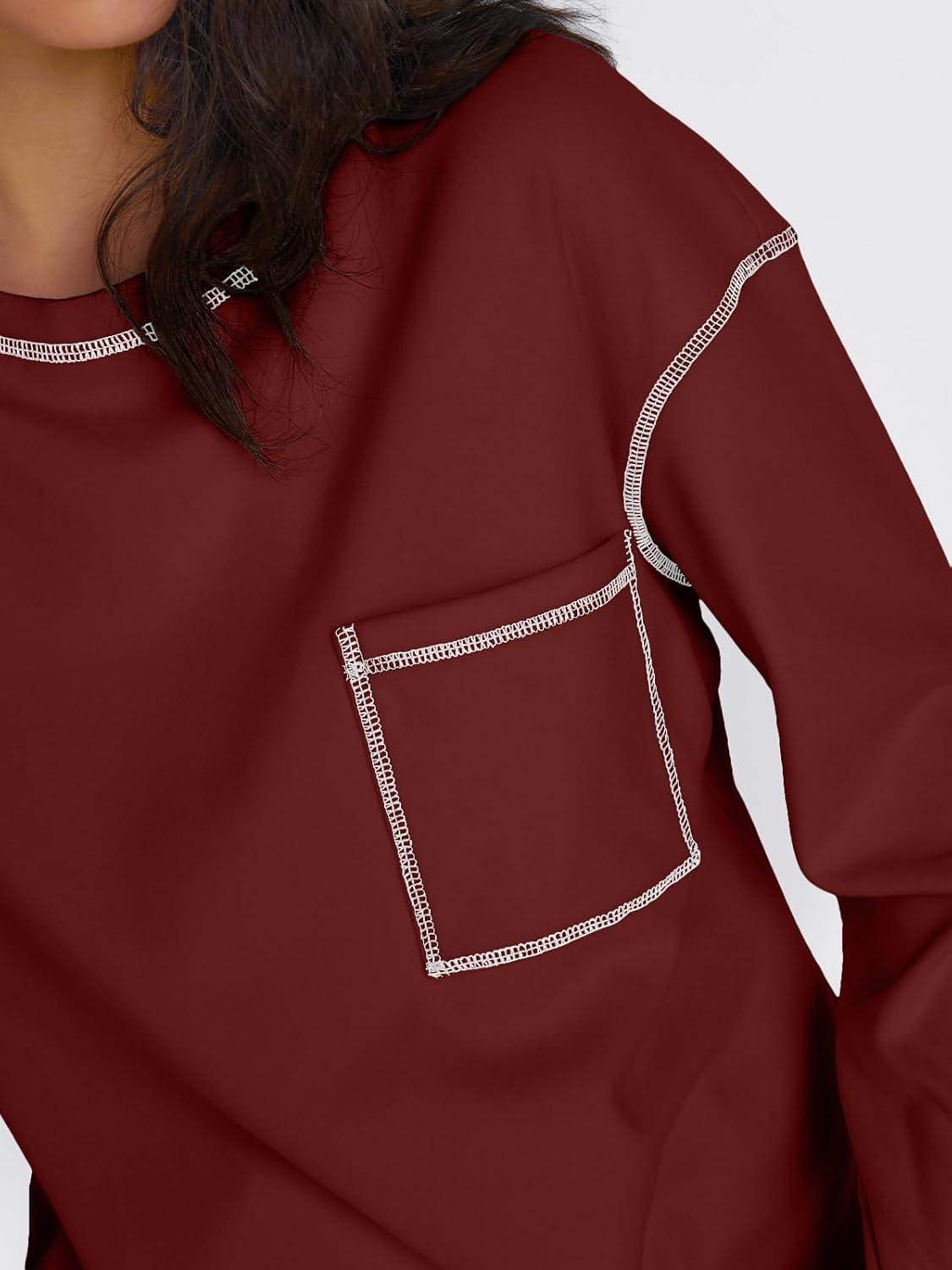 imageTrendy Queen Womens Crewneck Sweatshirts Long Sleeve Shirts Lightweight Sweaters Fall Tops Fashion Outfits 2025Winered