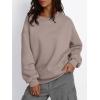 imageTrendy Queen Fleece Sherpa Lined Sweatshirts for Women 2025 Fall Fashion Winter Crewneck Pullover Hoodies Outfits ClothesCoffee Grey
