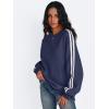 imageTrendy Queen Oversized Sweatshirt for Women Crewneck Fall Fashion Clothes 2025 Striped Sweater y2k Teen Girls OutfitsNavyblue