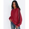 imageTrendy Queen Oversized Sweatshirt for Women Crewneck Fall Fashion Clothes 2025 Striped Sweater y2k Teen Girls OutfitsRed