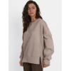 imageTrendy Queen Womens Side Slit Sweatshirts Casual Oversized Crewneck Long Sleeve Pullover Fall Fashion 2025Coffee Grey