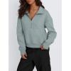 imageTrendy Queen Womens Sweatshirts Quarter Zip Pullover Oversized Cropped Sweater Fall Winter HoodiesGreygreen
