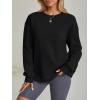 imageTrendy Queen Womens VNotch Lightweight Long Sleeve Sweatshirts Crewneck Fleece Hoodies Fall Fashion 2025 PulloverBlack