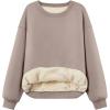 imageTrendy Queen Fleece Sherpa Lined Sweatshirts for Women 2025 Fall Fashion Winter Crewneck Pullover Hoodies Outfits ClothesCoffee Grey