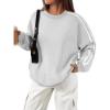 imageTrendy Queen Oversized Sweatshirt for Women Crewneck Fall Fashion Clothes 2025 Striped Sweater y2k Teen Girls OutfitsGrey