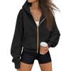 imageTrendy Queen Womens Zip Up Hoodies Fall Fashion Sweatshirt 2025 Clothes Y2K Cropped Jackets Cute Winter OutfitsBlack