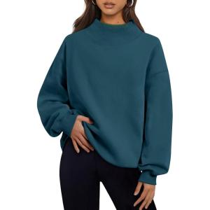 imageTrendy Queen Womens Oversized Sweatshirts Turtleneck Pullover Long Sleeve Hoodies Tops Fall Fashion Outfits 2025 ClothesTeal