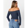 imageTrendy Queen Womens Long Sleeve Off The Shoulder Tops Going Out Cute Basic Y2K Fall Fashion 2025 Outfits ClothesNavy