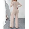imageTrendy Queen Womens 2 Piece Matching Lounge Sets Fall Fashion Outfits Henley Neck Sweater Top Wide Leg Pants Sweat SuitsApricot