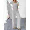 imageTrendy Queen Womens 2 Piece Matching Lounge Sets Fall Fashion Outfits Henley Neck Sweater Top Wide Leg Pants Sweat SuitsOatmeal Grey