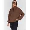 imageTrendy Queen Womens Oversized Sweatshirts Fall Sweaters Fashion Hoodies Half Zip Pullover Long Sleeve Shirts ClothesBrown