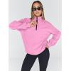 imageTrendy Queen Womens Oversized Sweatshirts Fall Sweaters Fashion Hoodies Half Zip Pullover Long Sleeve Shirts ClothesPink