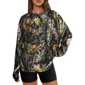 imageTrendy Queen Womens Oversized Long Sleeve T Shirts 2025 Basic Crewneck Tee Fall Tops Casual Workout Y2K ClothesCamoblack