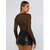 imageTrendy Queen Womens Long Sleeve T Shirts Fall Fashion 2025 Basic Crop Tops Going Out Outfits Y2k ClothesChocolate