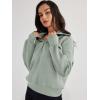 imageTrendy Queen Womens Oversized Sweatshirts Half Zip Pullover Fall Long Sleeve Quarter Zip Hoodies Teen Girls Y2K ClothesLightgreen