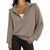 imageTrendy Queen Womens Oversized Sweatshirts Half Zip Pullover Fall Long Sleeve Quarter Zip Hoodies Teen Girls Y2K ClothesCoffeegrey
