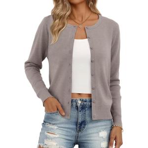 imageTrendy Queen Womens Cardigan Sweaters Lightweight Crew Neck Outfits Fall Fashion 2025 ClothingCamel