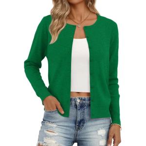 imageTrendy Queen Womens Cardigan Sweaters Lightweight Crew Neck Outfits Fall Fashion 2025 ClothingGreen