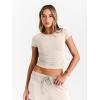 imageTrendy Queen 2 Piece Matching Summer Sweatsuit Lounge Set Womens Wide Leg Pants Side Ruching Crop Top SetsBeige
