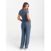 imageTrendy Queen 2 Piece Matching Summer Sweatsuit Lounge Set Womens Wide Leg Pants Side Ruching Crop Top SetsDusty Blue