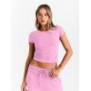 imageTrendy Queen 2 Piece Matching Summer Sweatsuit Lounge Set Womens Wide Leg Pants Side Ruching Crop Top SetsLight Pink