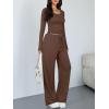 imageTrendy Queen Women 2 Piece Matching Lounge Sets Clothing Comfiest Wide Leg Pants 2025 Y2K Sweatsuits Fall Airport OutfitCocoa Brown