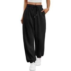 imageTrendy Queen Sweatpants Women Baggy Joggers with Pockets Lounge Comfy Barrel Pants Teens Cute Y2K Sports Fall Clothes 2025Black