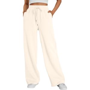 imageTrendy Queen Womens Wide Leg Sweatpants Baggy Lounge Travel Pants Fall Fashion Outfits 2025 Winter Joggers ClothesApricot