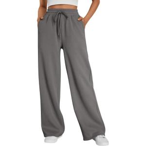 imageTrendy Queen Womens Wide Leg Sweatpants Baggy Lounge Travel Pants Fall Fashion Outfits 2025 Winter Joggers ClothesDarkgrey