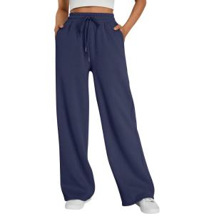 imageTrendy Queen Womens Wide Leg Sweatpants Baggy Lounge Travel Pants Fall Fashion Outfits 2025 Winter Joggers ClothesNavy