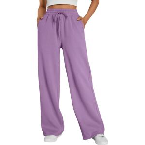 imageTrendy Queen Womens Wide Leg Sweatpants Baggy Lounge Travel Pants Fall Fashion Outfits 2025 Winter Joggers ClothesPurple