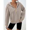 imageTrendy Queen Half Zip Pullover Cropped Hoodies for Women Y2k Cute Sweatshirts Jackets Fall Fashion 2025 Outfits ClothingCoffee Grey